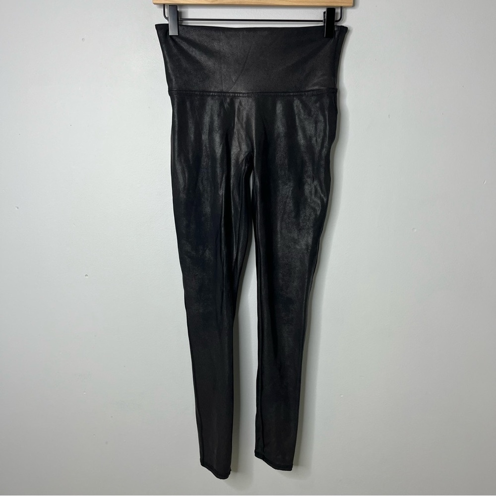 Spanx Faux Leather Leggings Black Size Medium High Waist - Picture 3 of 8